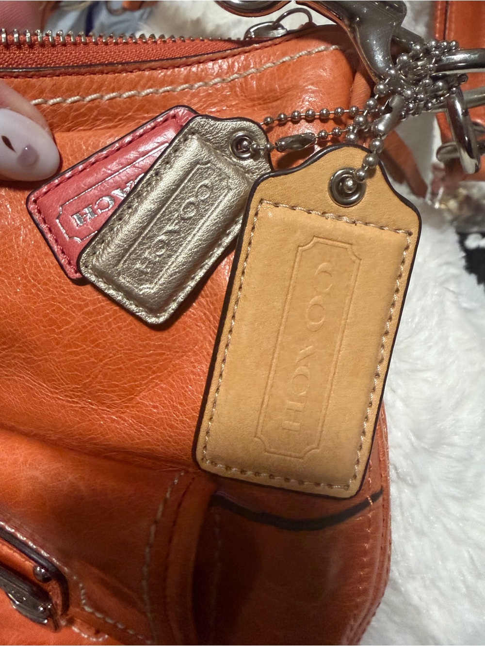 Coach Y2K 2 ways style poppy hobo bag tangerine waxed leather - Picture 6 of 7
